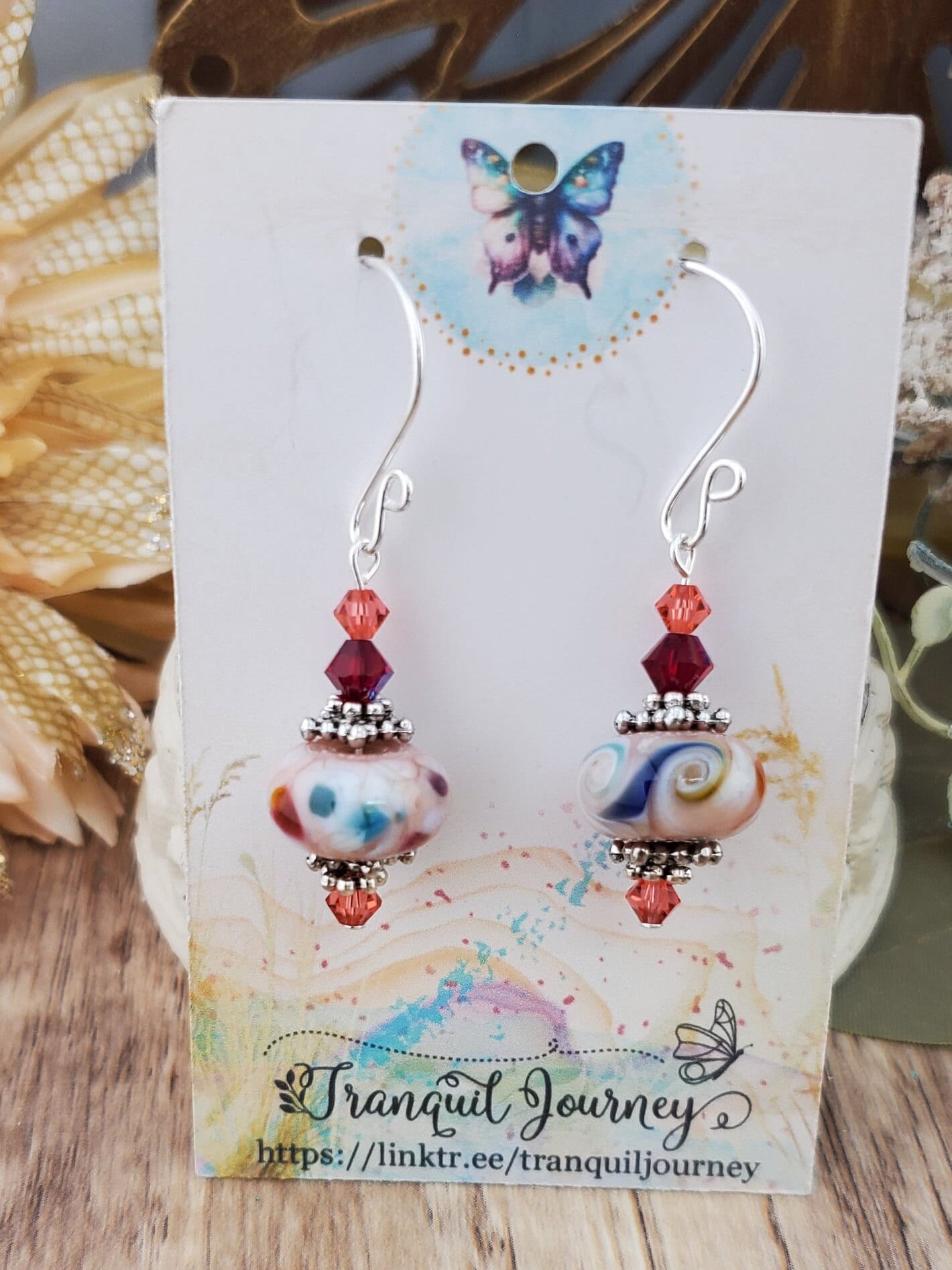 Perfectly Pink Artisan Glass Earrings, Lampwork Glass Bead handcrafted by a talented artisan, Silver Filled Earring Wire