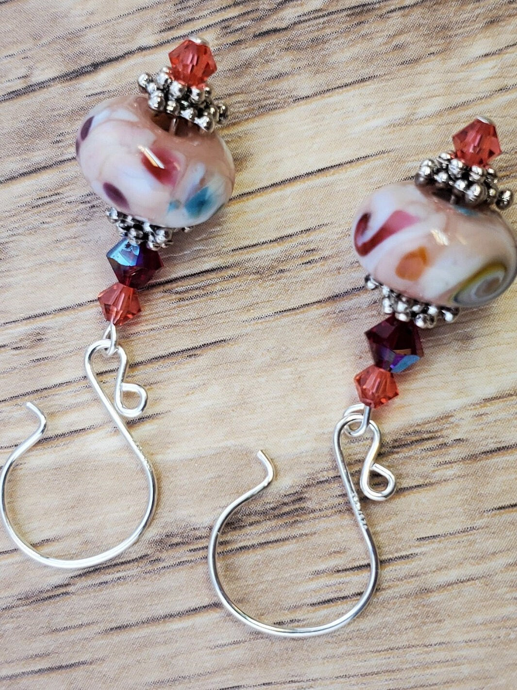 Perfectly Pink Artisan Glass Earrings, Lampwork Glass Bead handcrafted by a talented artisan, Silver Filled Earring Wire