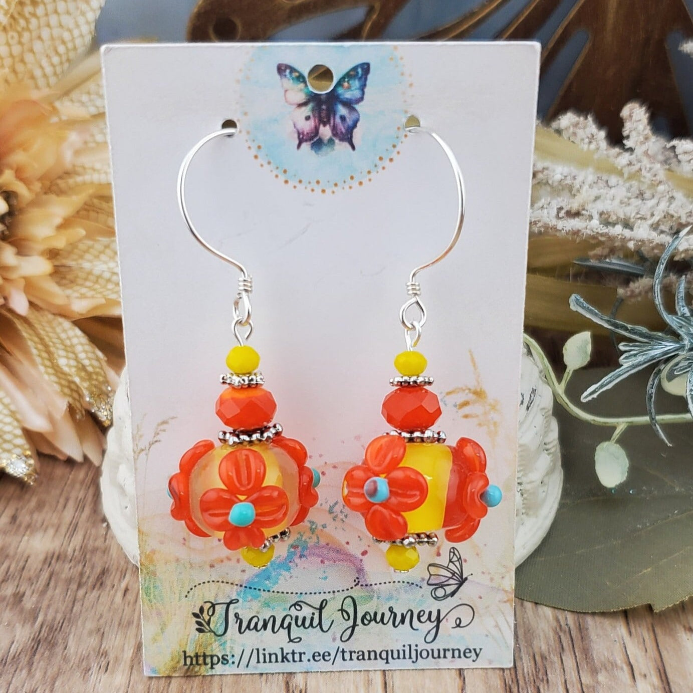 Bold Beauties Artisan Glass Earrings, Lampwork Glass Bead by a talented artisan, Sterling Silver Earring Wire
