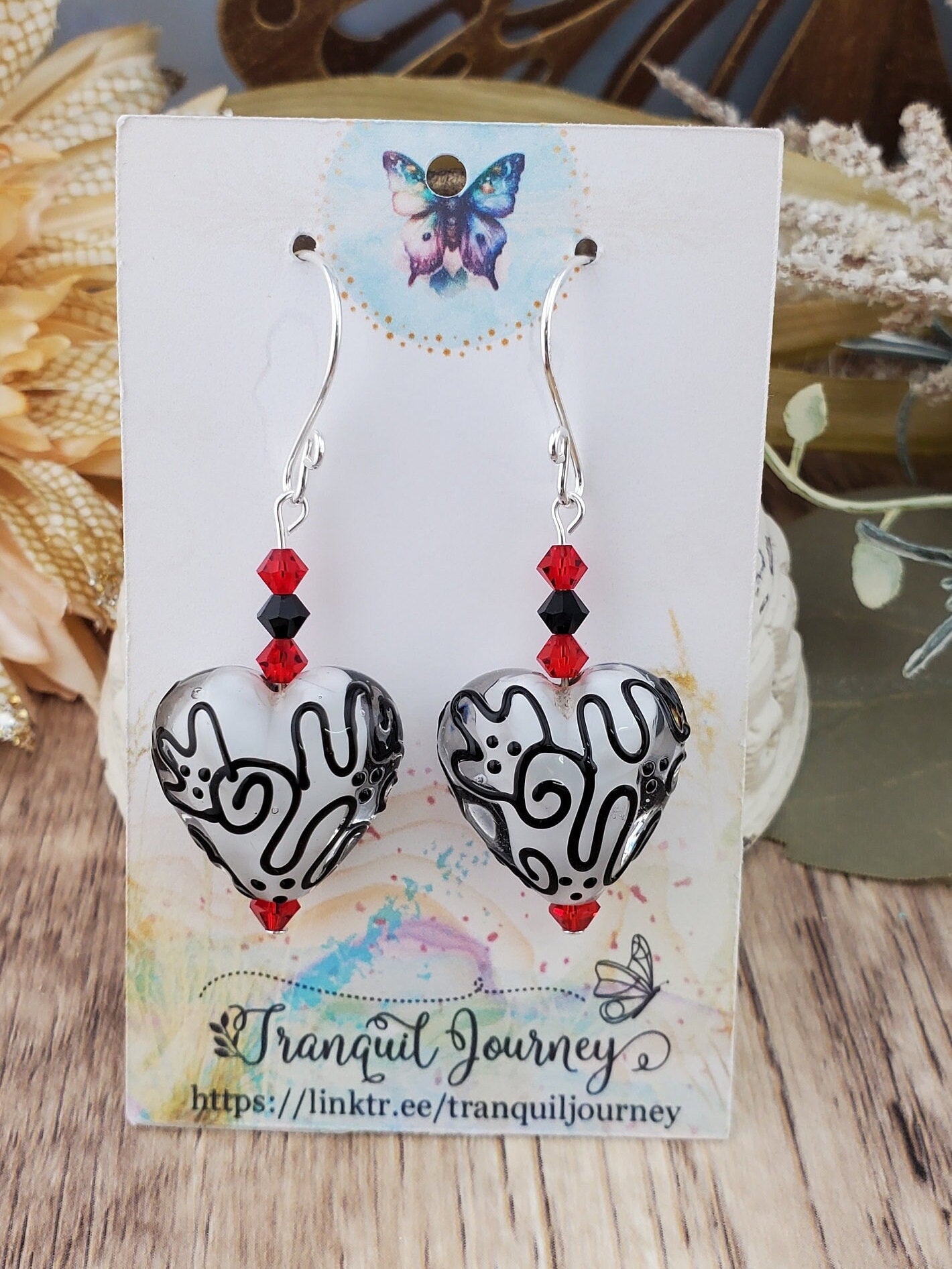 Full of Heart Artisan Glass Earrings, Lampwork Glass Bead handcrafted by a talented artisan, Silver Filled Earring Wire