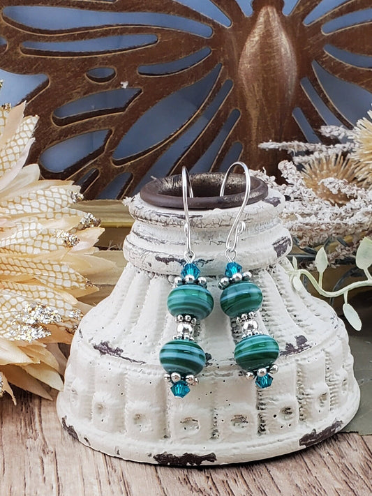 Be-Leaf in yourself Artisan Glass Earrings, Lampwork Glass Bead handcrafted by a talented artisan, Silver Filled Earring Wire
