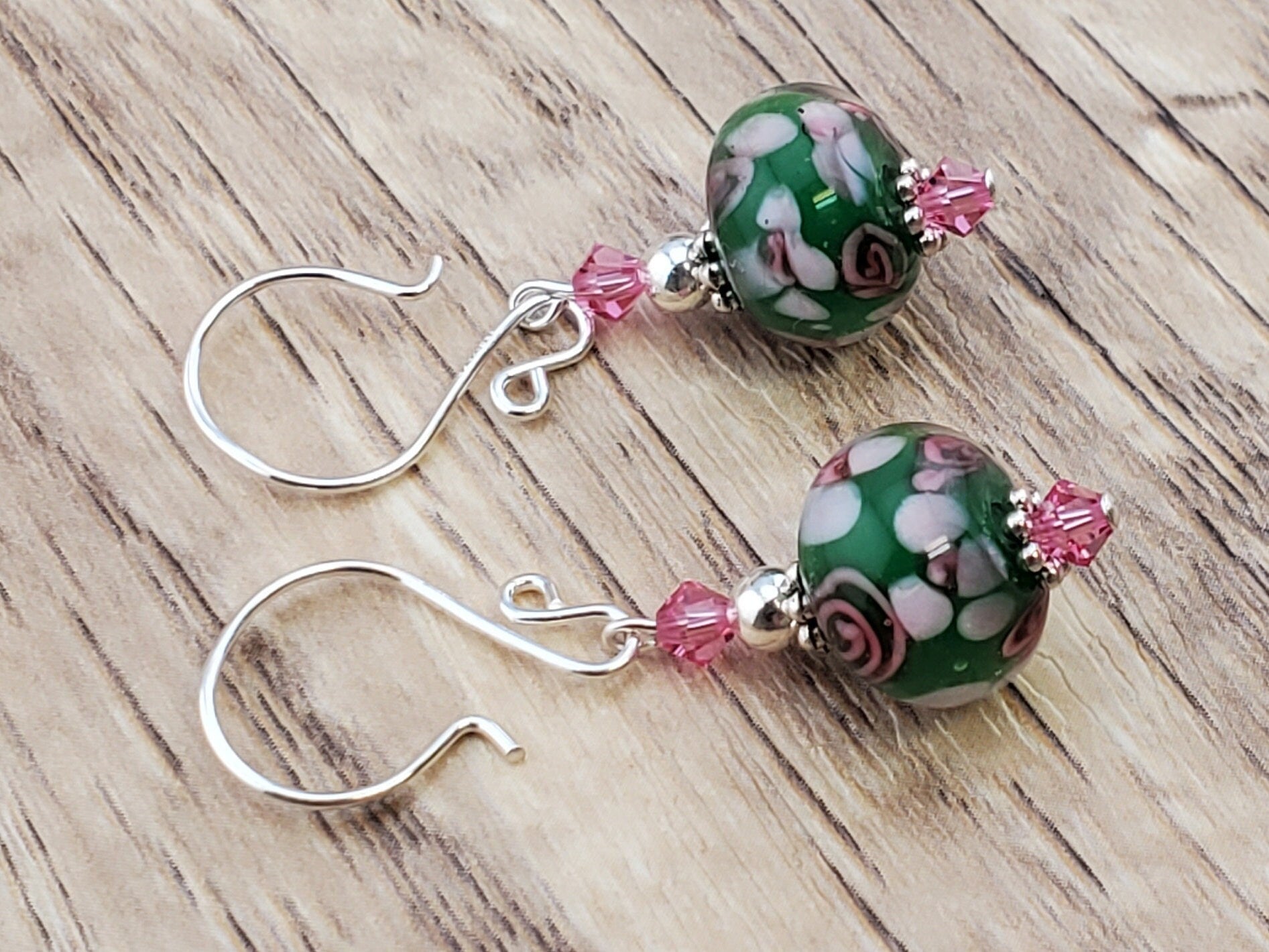 Simply Marvelous Artisan Glass Earrings, Lampwork Glass Bead handcrafted by a talented artisan, Silver Filled Earring Wire