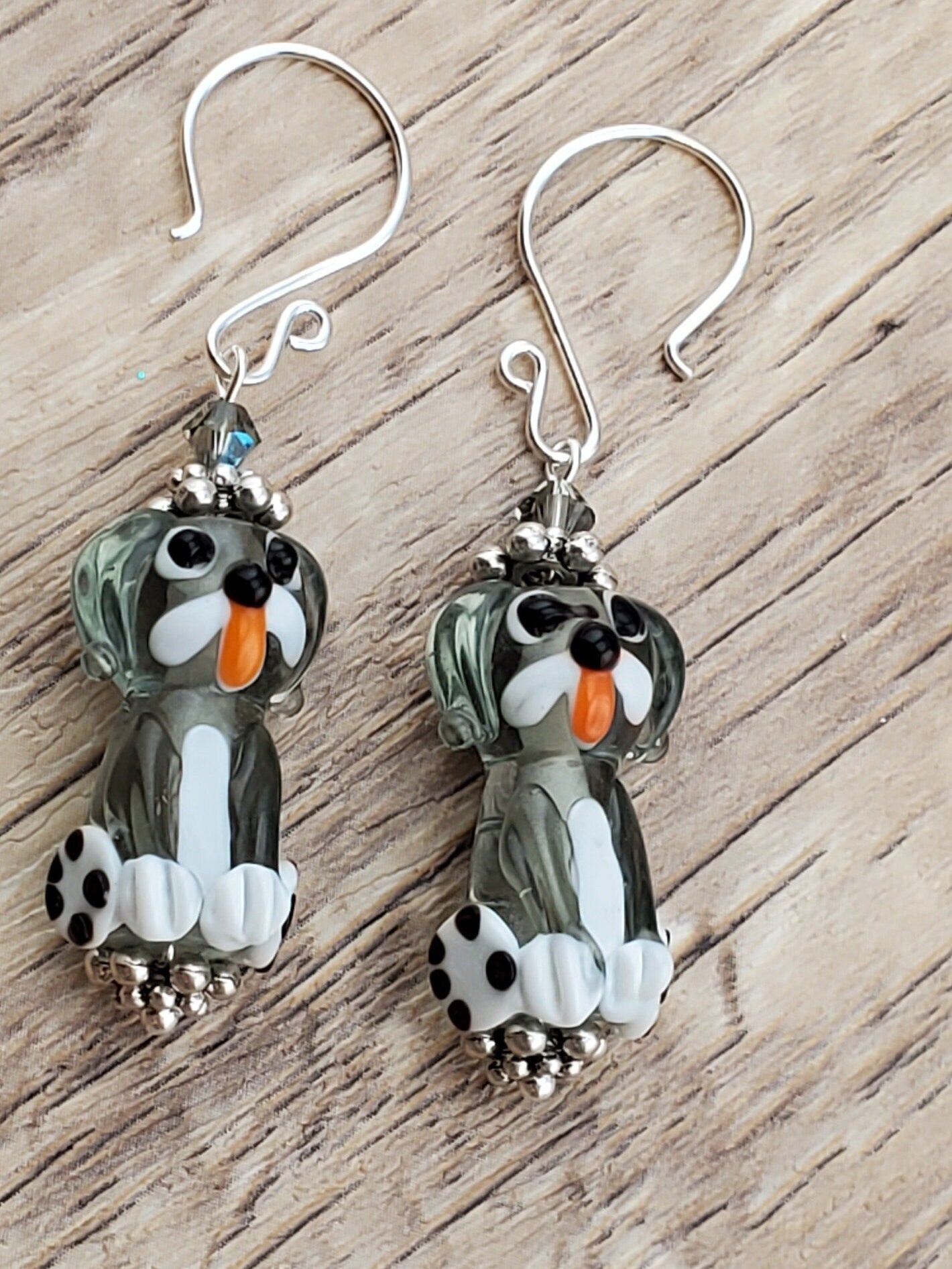 You had me at Woof Artisan Glass Earrings, Lampwork Glass Bead handcrafted by a talented artisan, Silver Filled Earring Wire