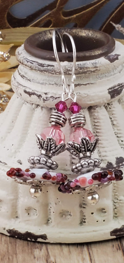 Dainty Dancer Artisan Glass Earrings, Lampwork Glass Bead handcrafted by a talented artisan, Silver Filled Earring Wire