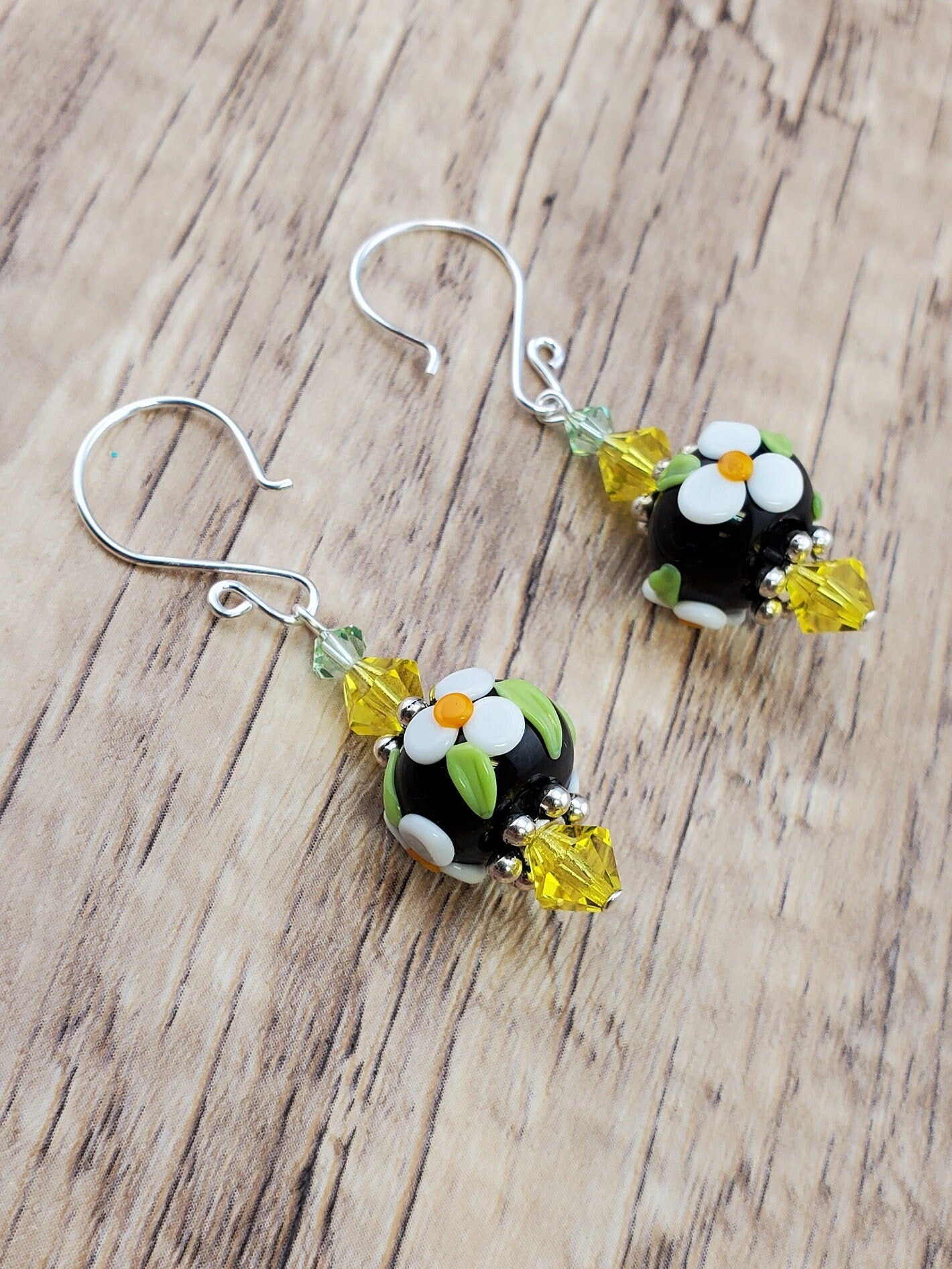 Aloha Artisan Glass Earrings, Lampwork Glass Bead handcrafted by a talented artisan, Silver Filled Earring Wire