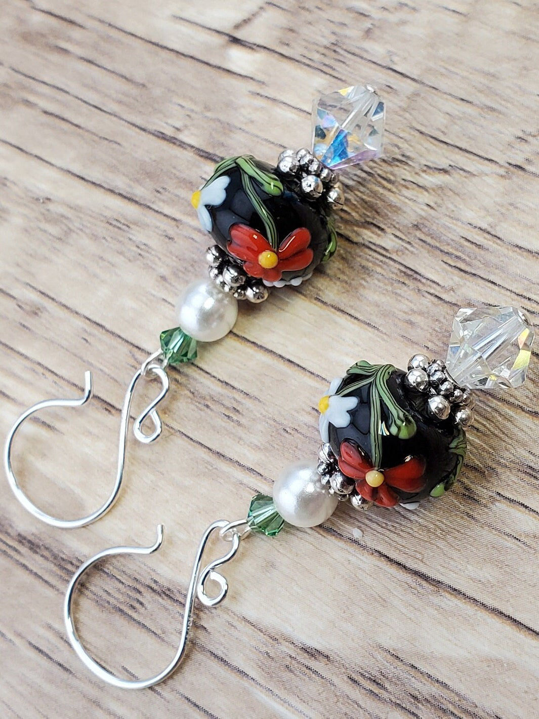 Bold Beauties Artisan Glass Earrings, Lampwork Glass Bead handcrafted by a talented artisan, Silver Filled Earring Wire