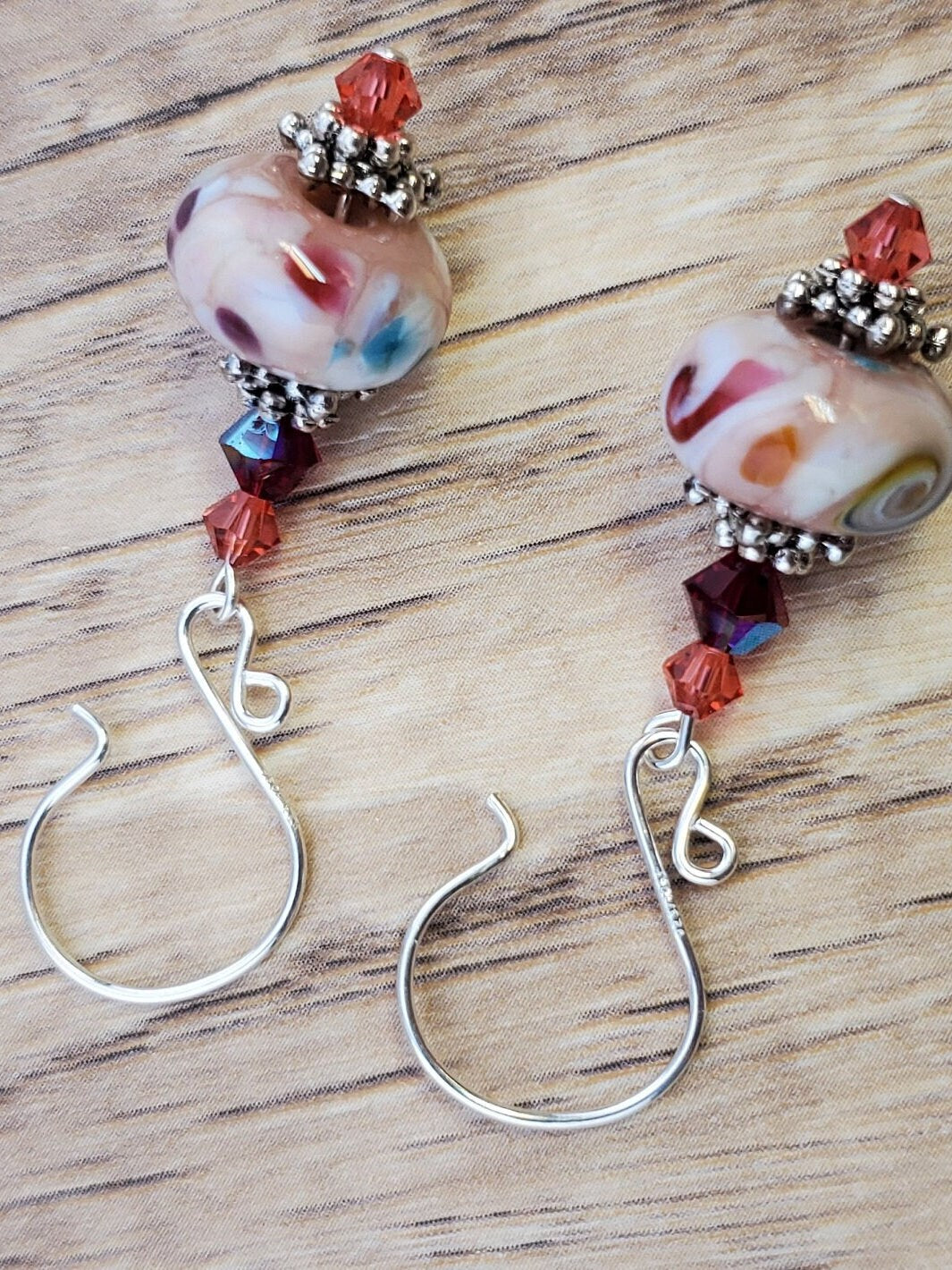 Perfectly Pink Artisan Glass Earrings, Lampwork Glass Bead handcrafted by a talented artisan, Silver Filled Earring Wire