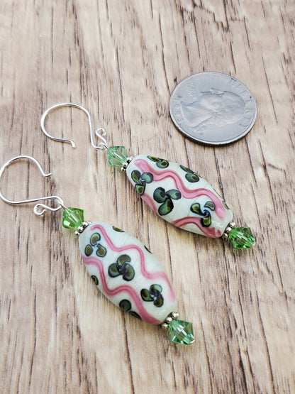 Keeping Hope Alive Artisan Glass Earrings, Lampwork Glass Bead handcrafted by a talented artisan, Silver Filled Earring Wire