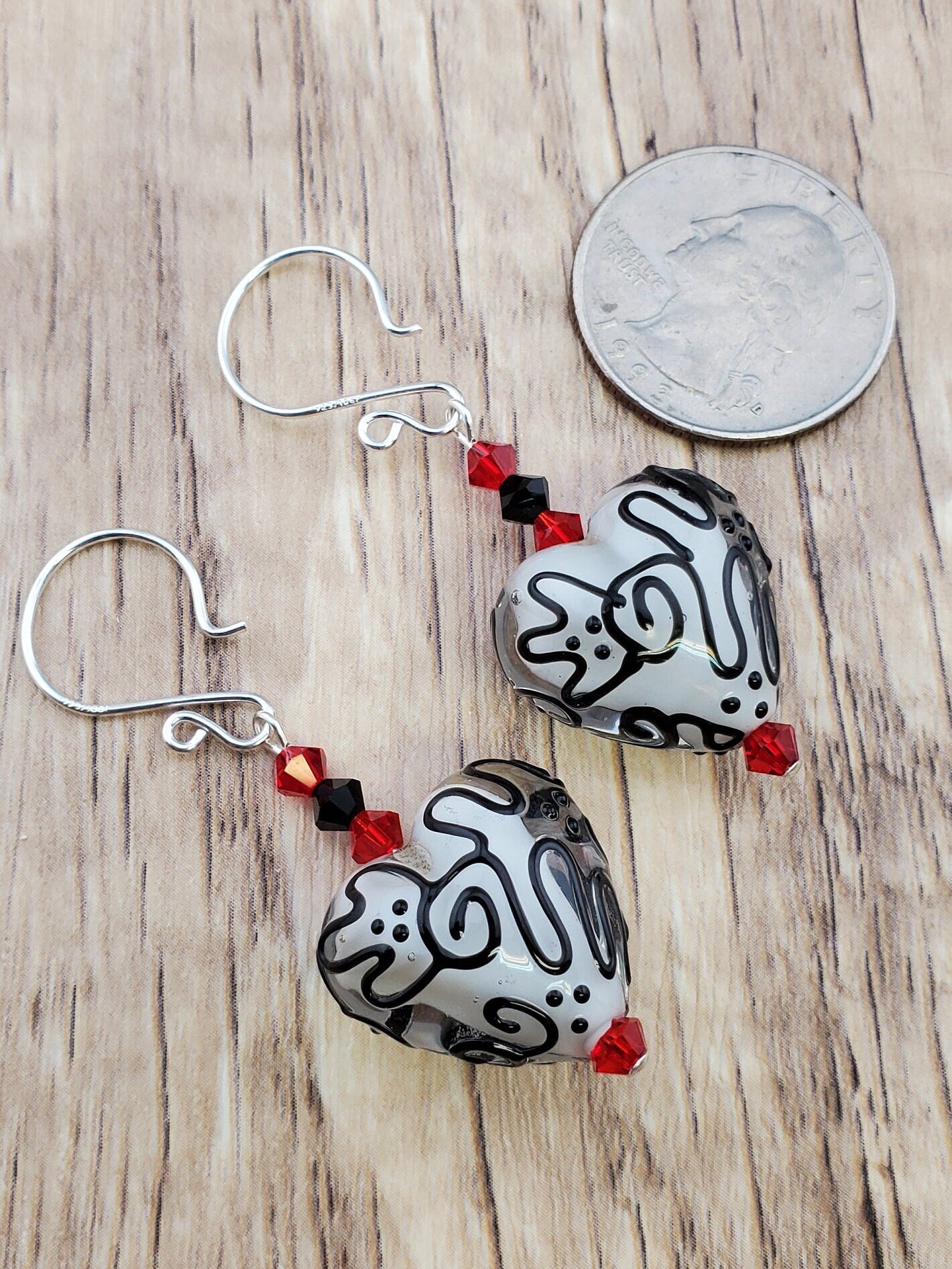 Full of Heart Artisan Glass Earrings, Lampwork Glass Bead handcrafted by a talented artisan, Silver Filled Earring Wire