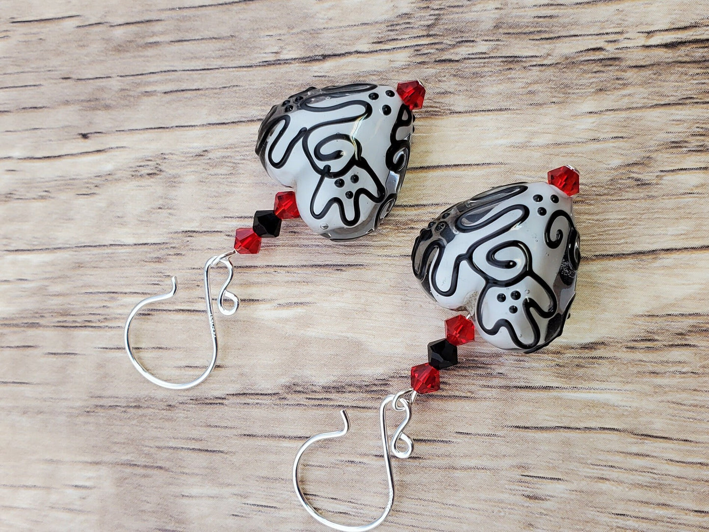 Full of Heart Artisan Glass Earrings, Lampwork Glass Bead handcrafted by a talented artisan, Silver Filled Earring Wire