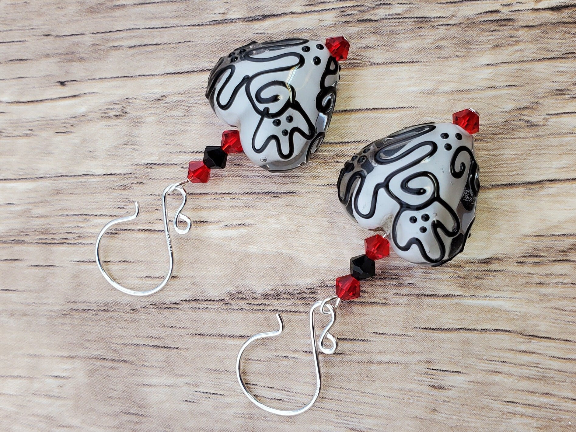 Full of Heart Artisan Glass Earrings, Lampwork Glass Bead handcrafted by a talented artisan, Silver Filled Earring Wire