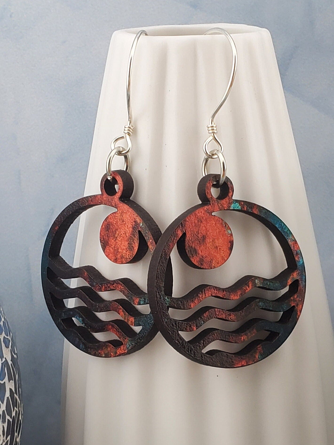 Moonlit Vibes - Laser cut Lightweight Wood earrings - Sterling Silver Hooks