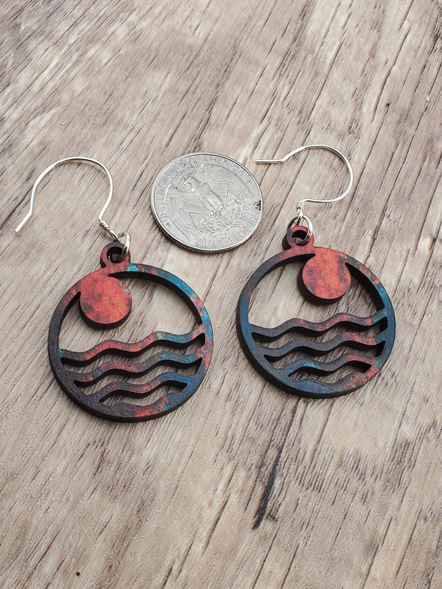 Moonlit Vibes - Laser cut Lightweight Wood earrings - Sterling Silver Hooks