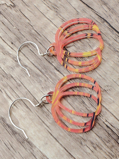 Fall Harvest Pumpkin earrings - Laser cut Lightweight Acrylic earrings - Sterling Silver Hooks