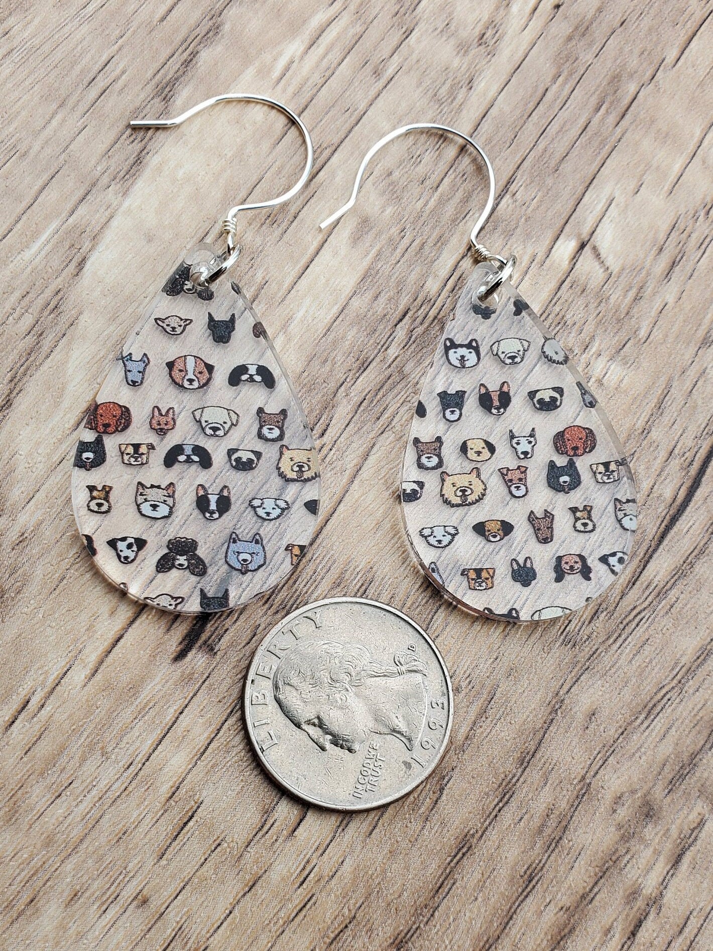 SS Life is Ruff - Dog Faces - Laser cut Lightweight Acrylic earrings - Sterling Silver Hooks