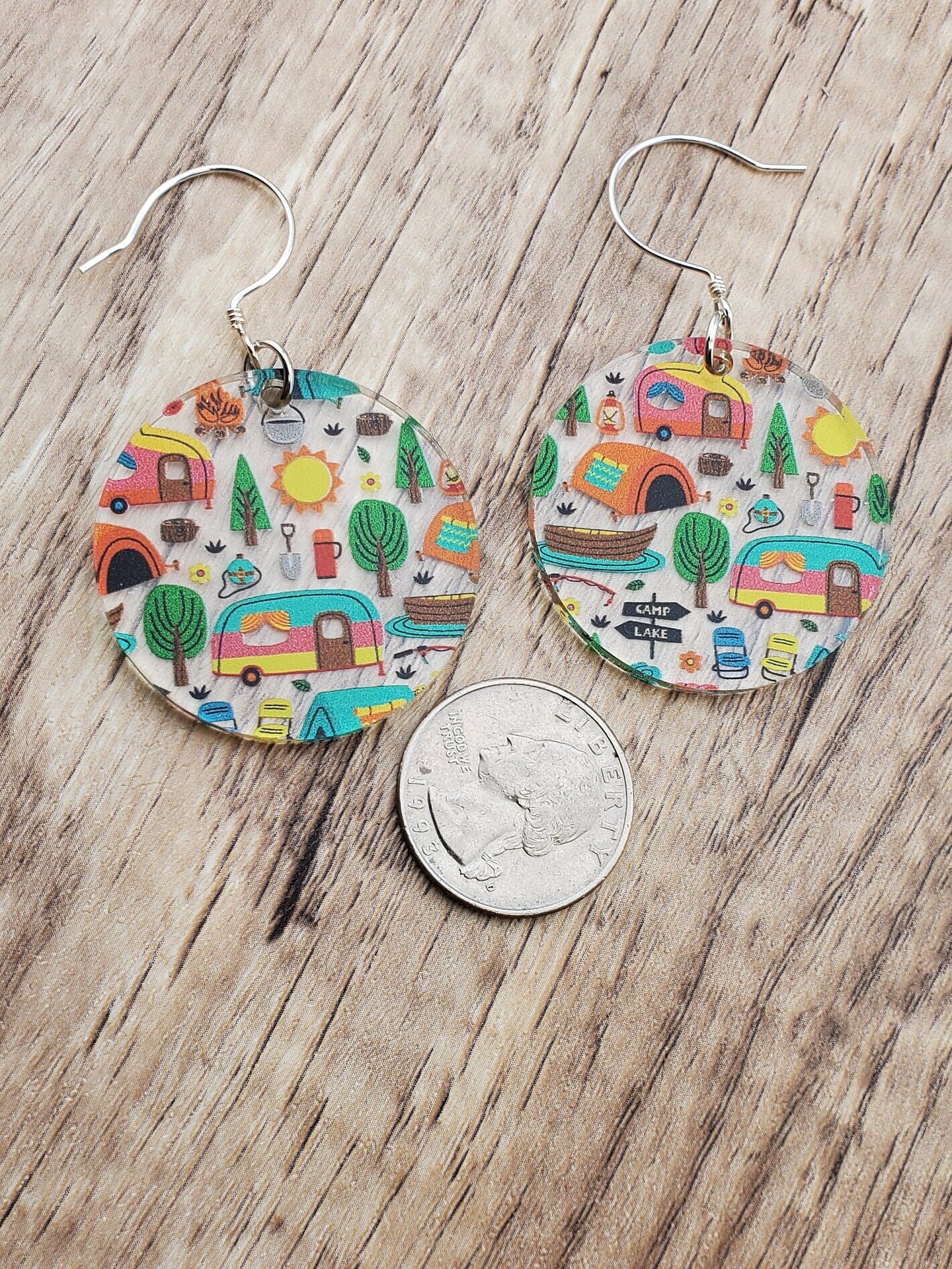 SS Life is an Adventure Camping Earrings - Laser cut Lightweight Acrylic earrings - Sterling Silver Hooks