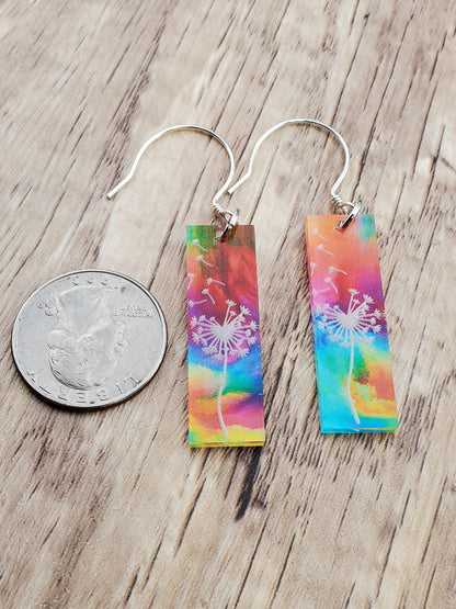 SS Rainbow Dandelion Earrings - Laser cut Lightweight Acrylic earrings - Sterling Silver Hooks