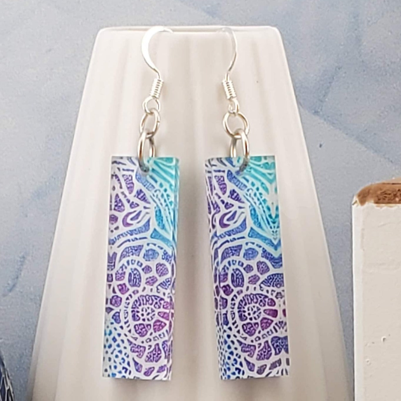 SP Abstract Art - Laser cut Lightweight Acrylic earrings -Silver Plated Hooks