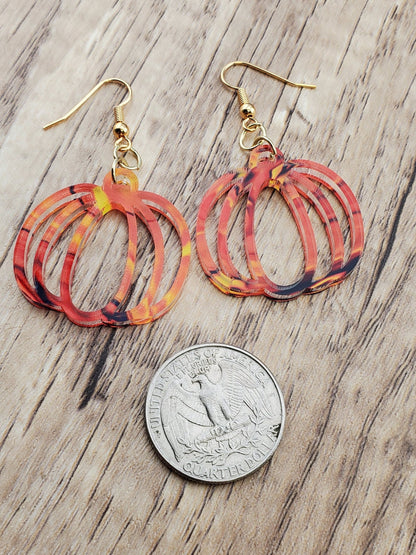 GP Fall Harvest Pumpkin earrings - Laser cut Lightweight Acrylic earrings - Gold Plated Hooks