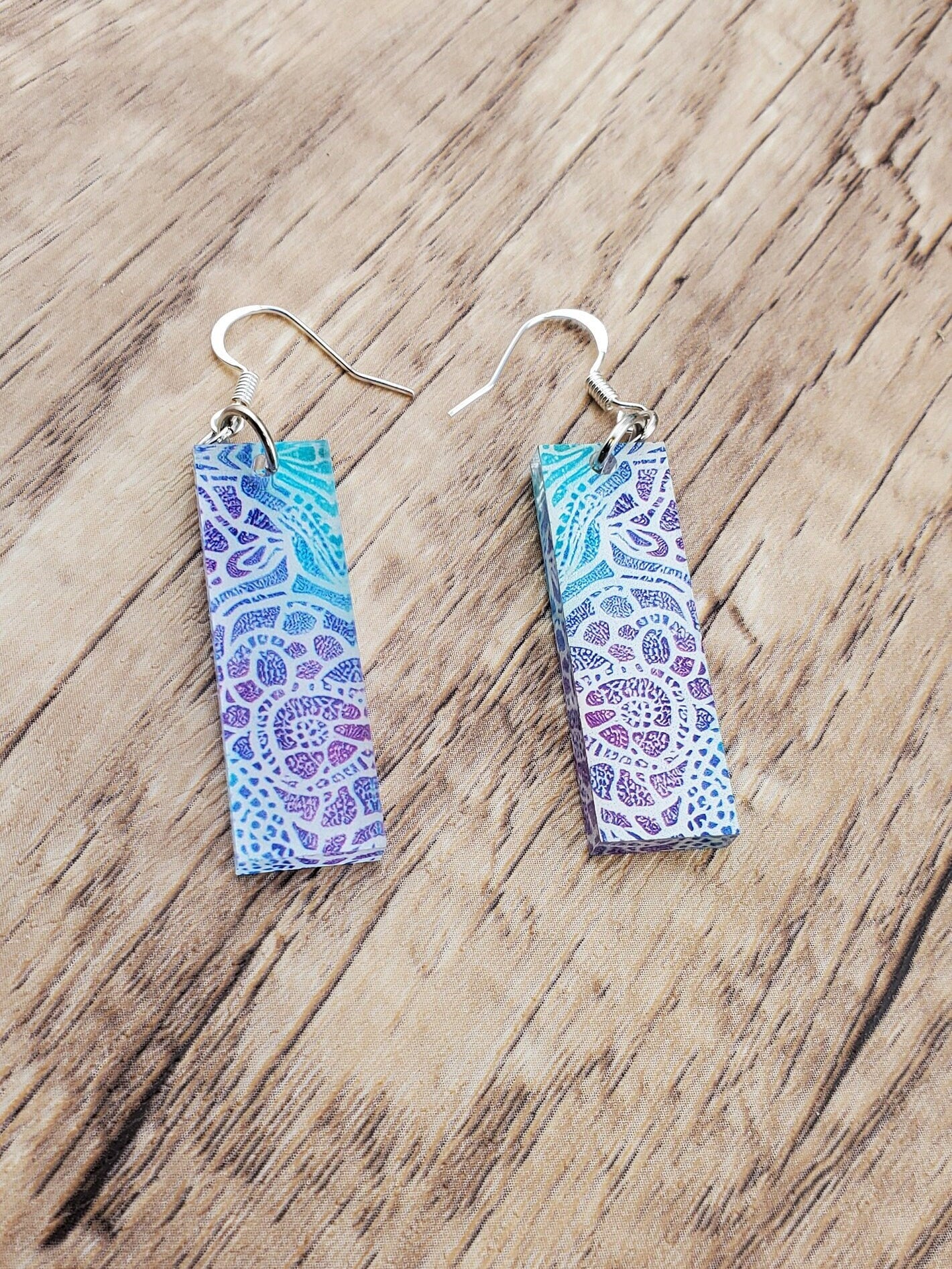 SP Abstract Art - Laser cut Lightweight Acrylic earrings -Silver Plated Hooks