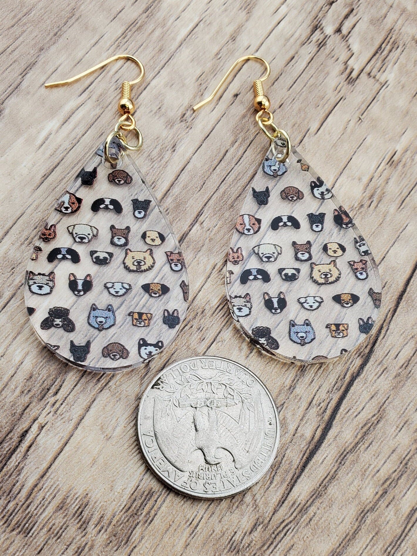 GP Life is Ruff - Dog Faces - Laser cut Lightweight Acrylic earrings - Gold Plated Hooks