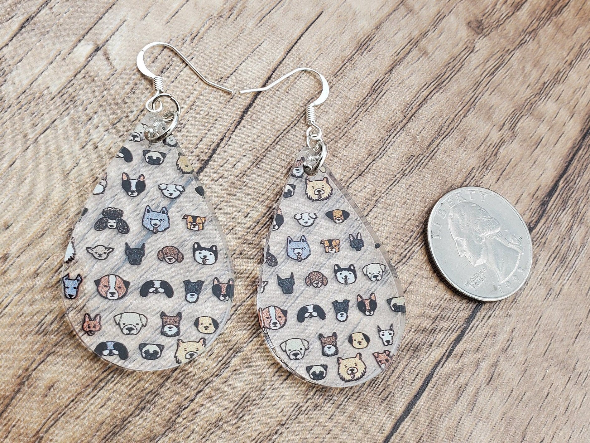 SP Life is Ruff - Dog Faces - Laser cut Lightweight Acrylic earrings - Silver Plated Hooks