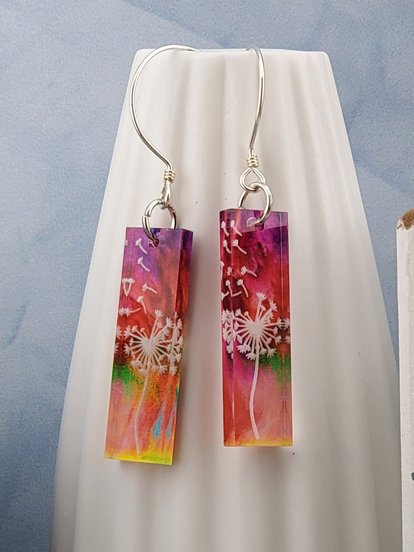 Make a Wish Dandelion Earrings - Laser cut Lightweight Acrylic earrings - Sterling Silver Hooks