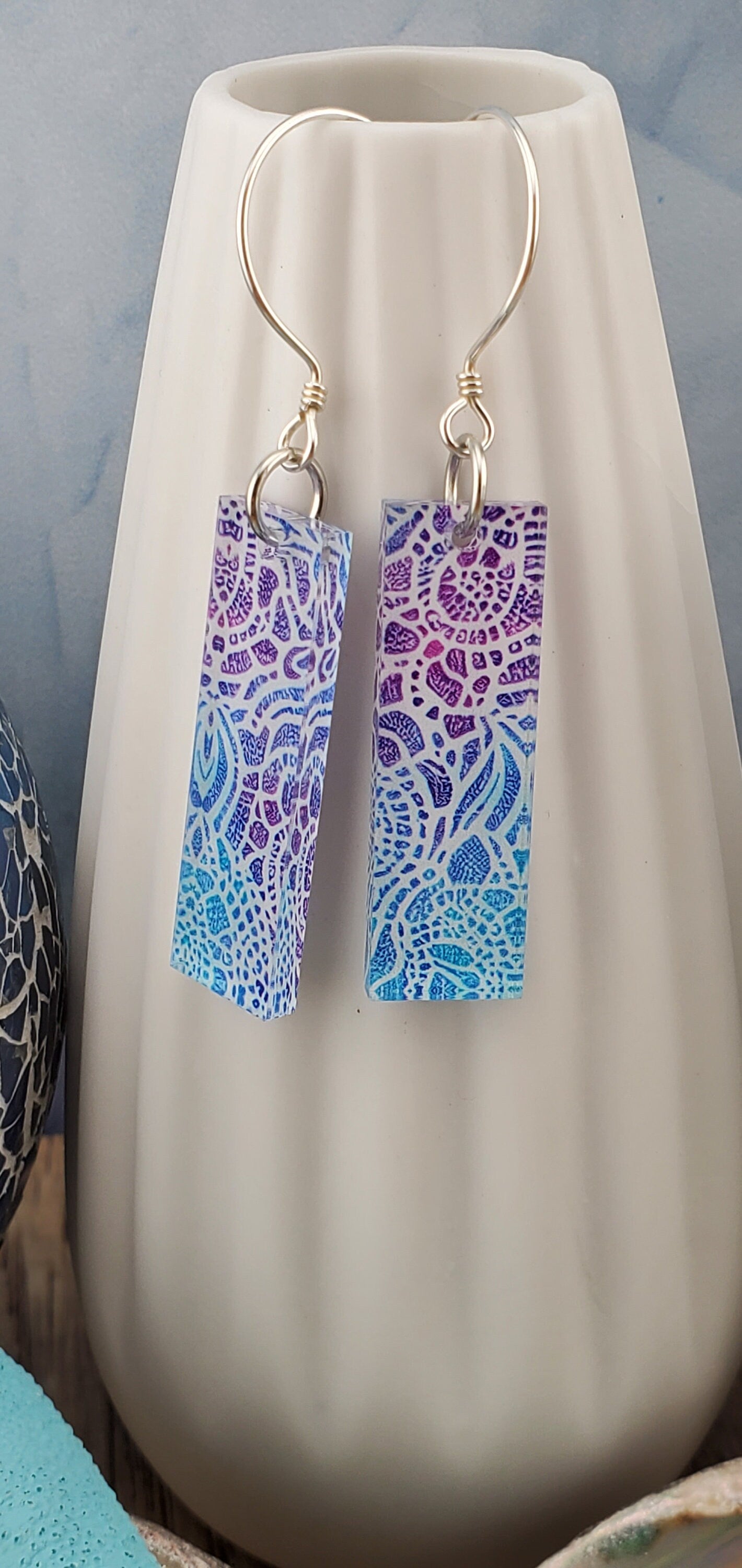 SS Abstract Art - Laser cut Lightweight Acrylic earrings - Sterling Silver Hooks