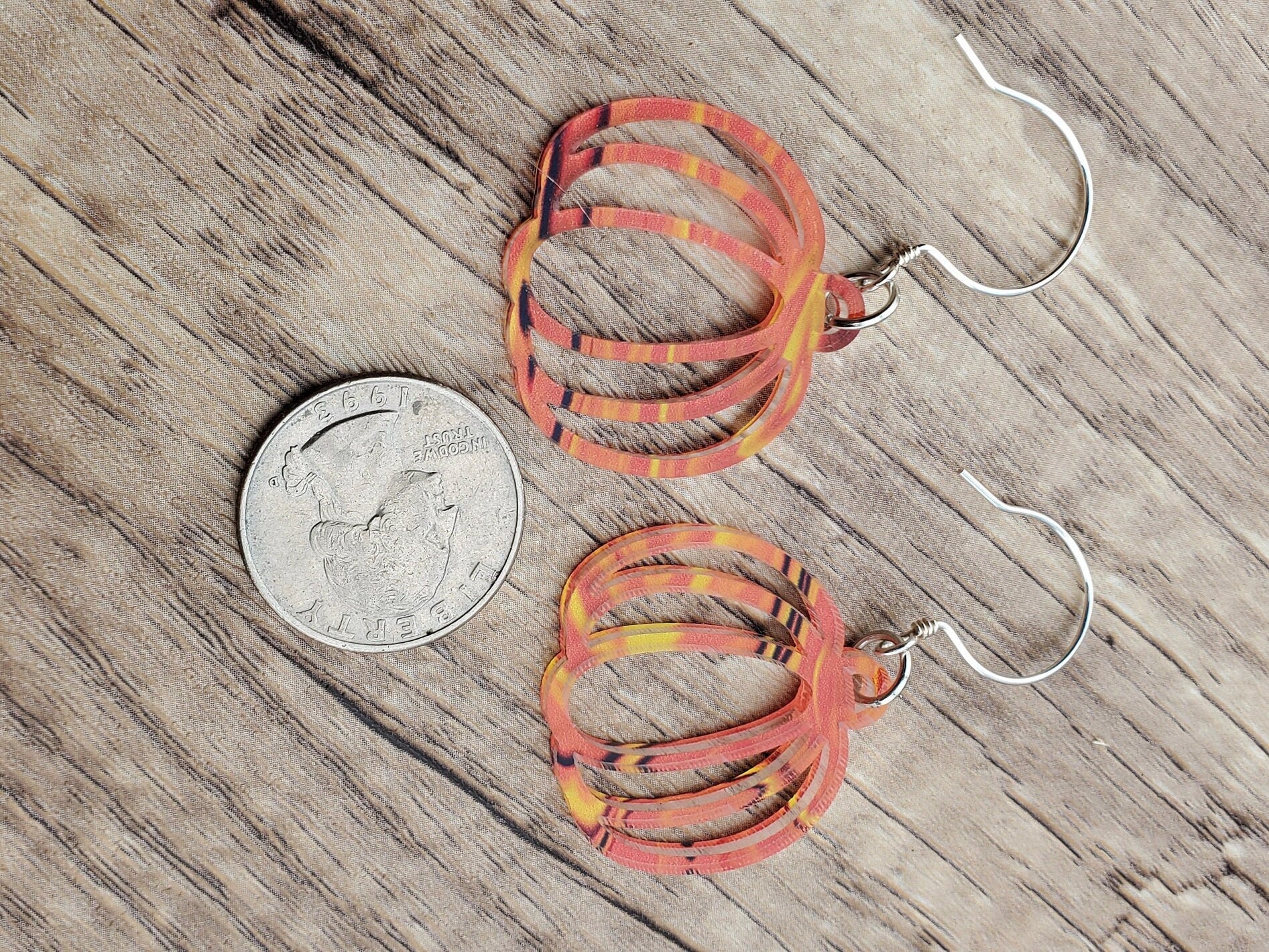 Fall Harvest Pumpkin earrings - Laser cut Lightweight Acrylic earrings - Sterling Silver Hooks