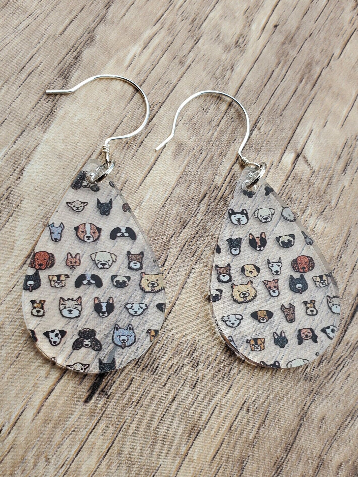 SS Life is Ruff - Dog Faces - Laser cut Lightweight Acrylic earrings - Sterling Silver Hooks