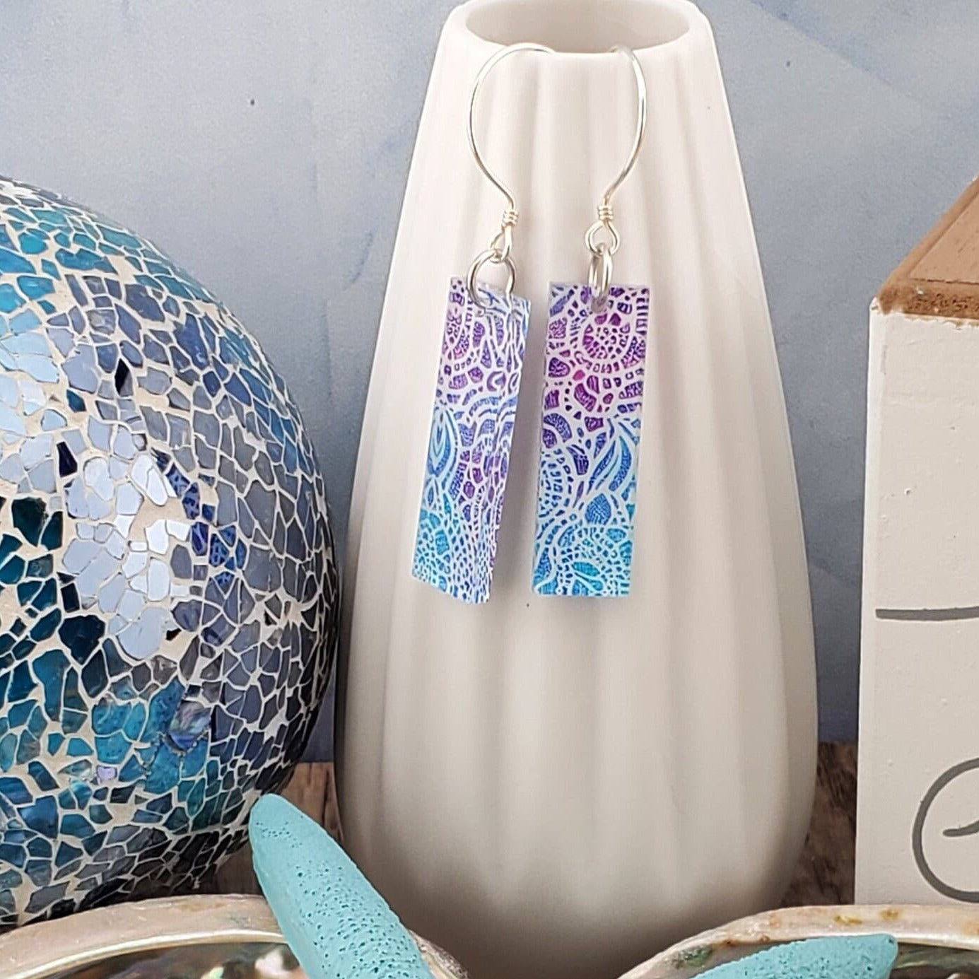 SS Abstract Art - Laser cut Lightweight Acrylic earrings - Sterling Silver Hooks