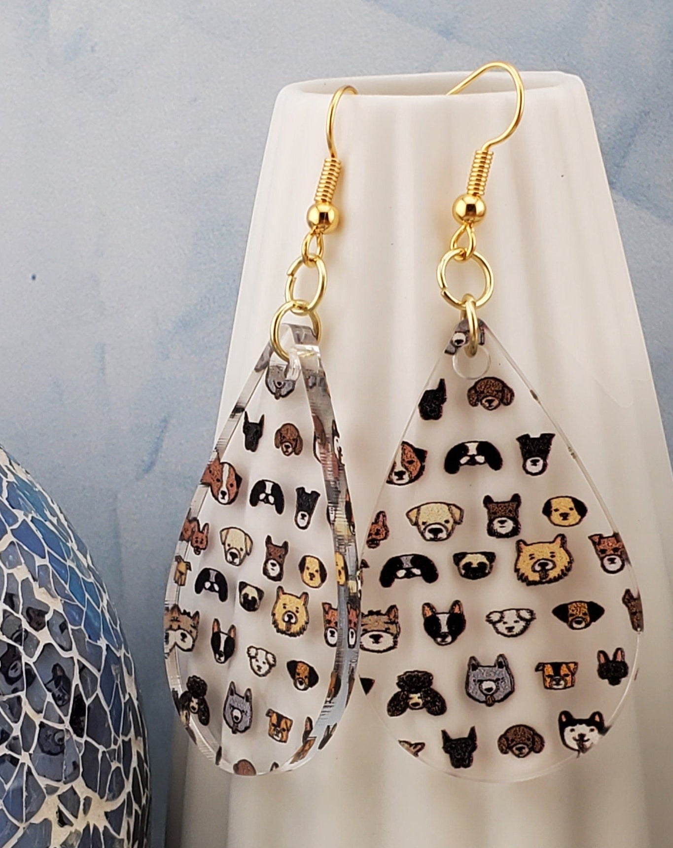 GP Life is Ruff - Dog Faces - Laser cut Lightweight Acrylic earrings - Gold Plated Hooks