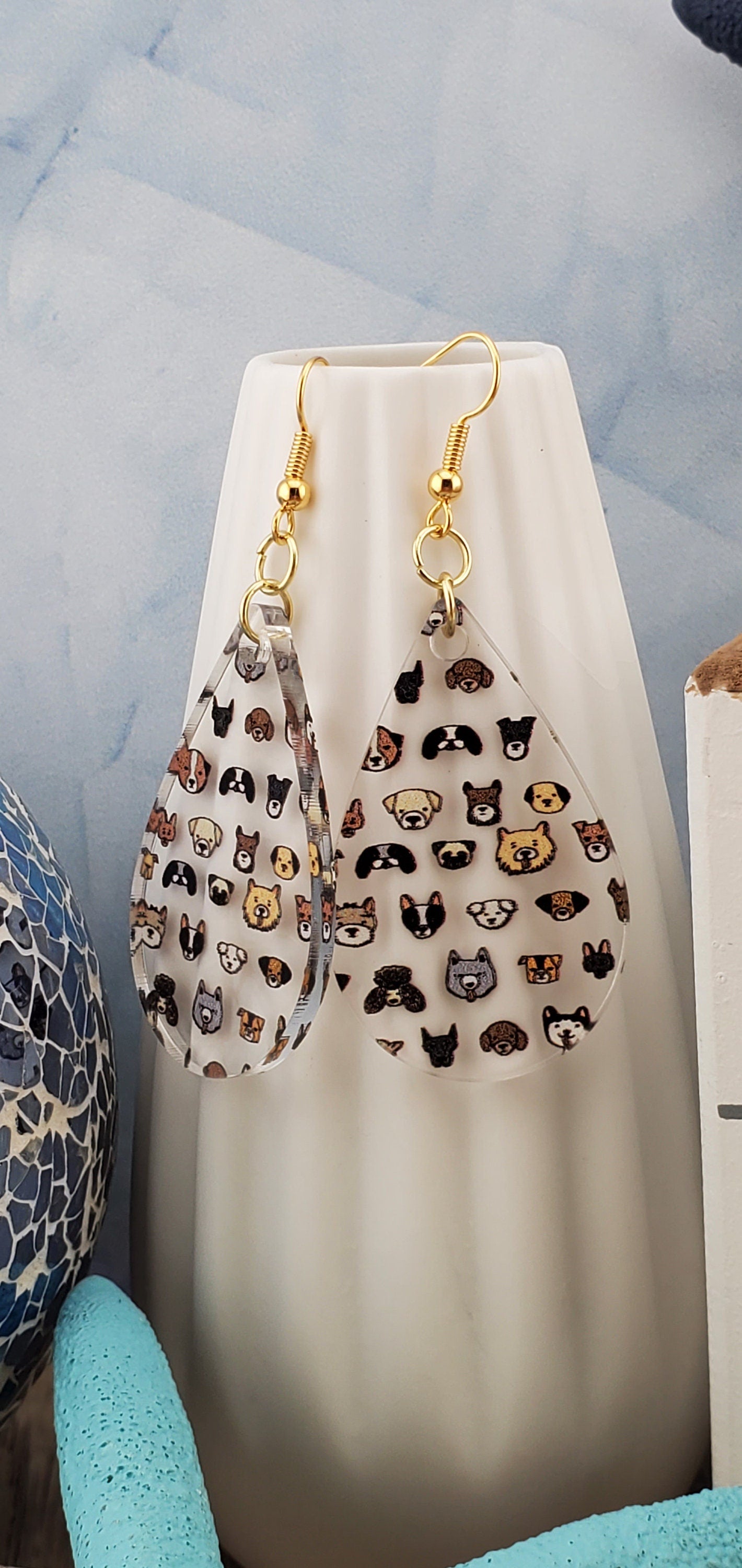 GP Life is Ruff - Dog Faces - Laser cut Lightweight Acrylic earrings - Gold Plated Hooks