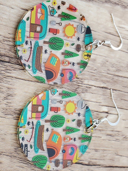 SP Adventure is out there Camping Earrings - Laser cut Lightweight Acrylic earrings - Silver Plated Hooks