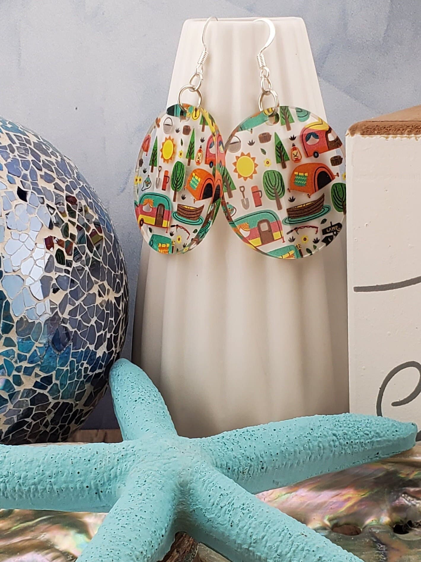 SP Adventure is out there Camping Earrings - Laser cut Lightweight Acrylic earrings - Silver Plated Hooks