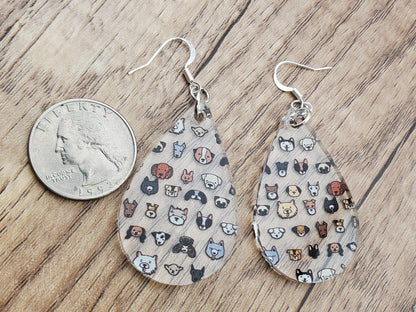 SP Life is Ruff - Dog Faces - Laser cut Lightweight Acrylic earrings - Silver Plated Hooks