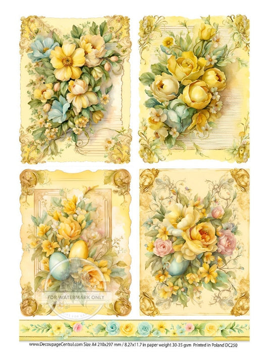 A4 Yellow Easter Bouquets Rice Paper