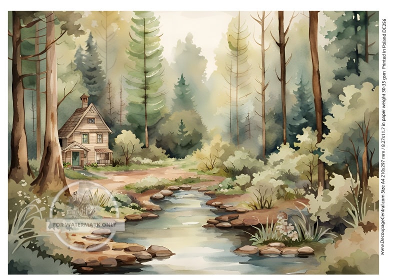 A4 Forest Cabin Rice Paper