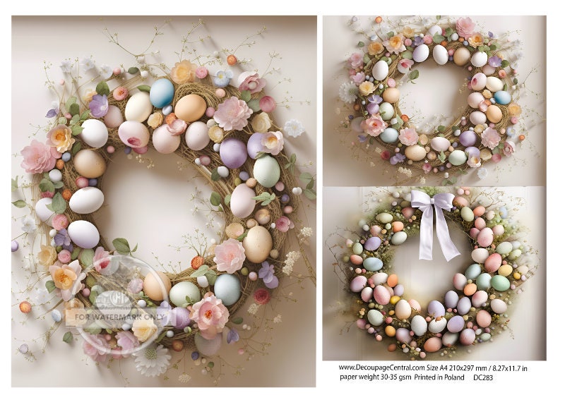 A4 Easter Egg Wreaths Rice Paper