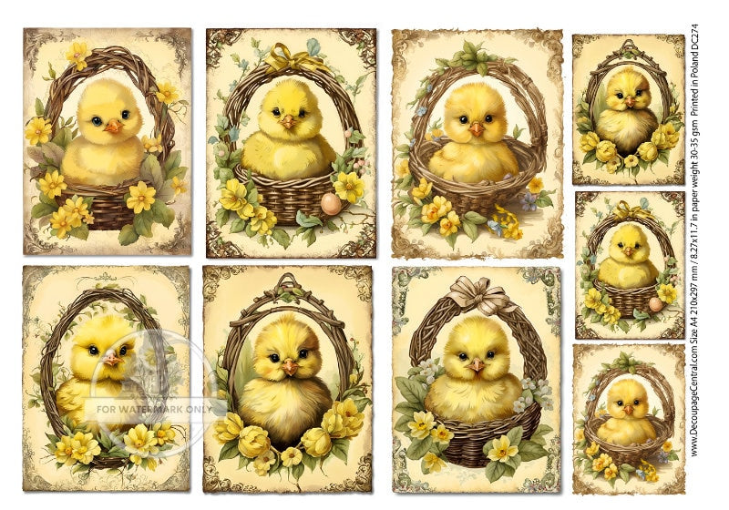 A4 Chicks in Basket Rice Paper