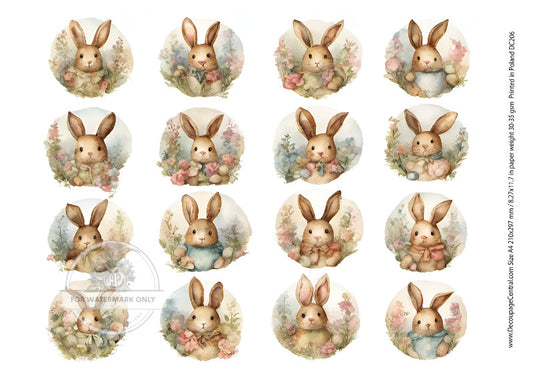 A4 Bunny circles Rice Paper