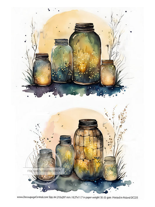 A4 Fireflies in Jars Duo Rice Paper